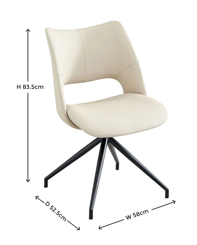 Lisbon Cream Faux Leather Swivel Dining Chair with Black Legs